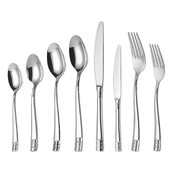 JingYun Heavy Duty Flatware Set Creative Handle Silverware Sets 4 pcs With Knife Spoon And Fork For Tableware Cutlery