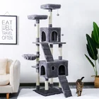 Scratching Post Multi-level Cat Climbing Tree Large Cat House Sisal Scratching Post Grey
