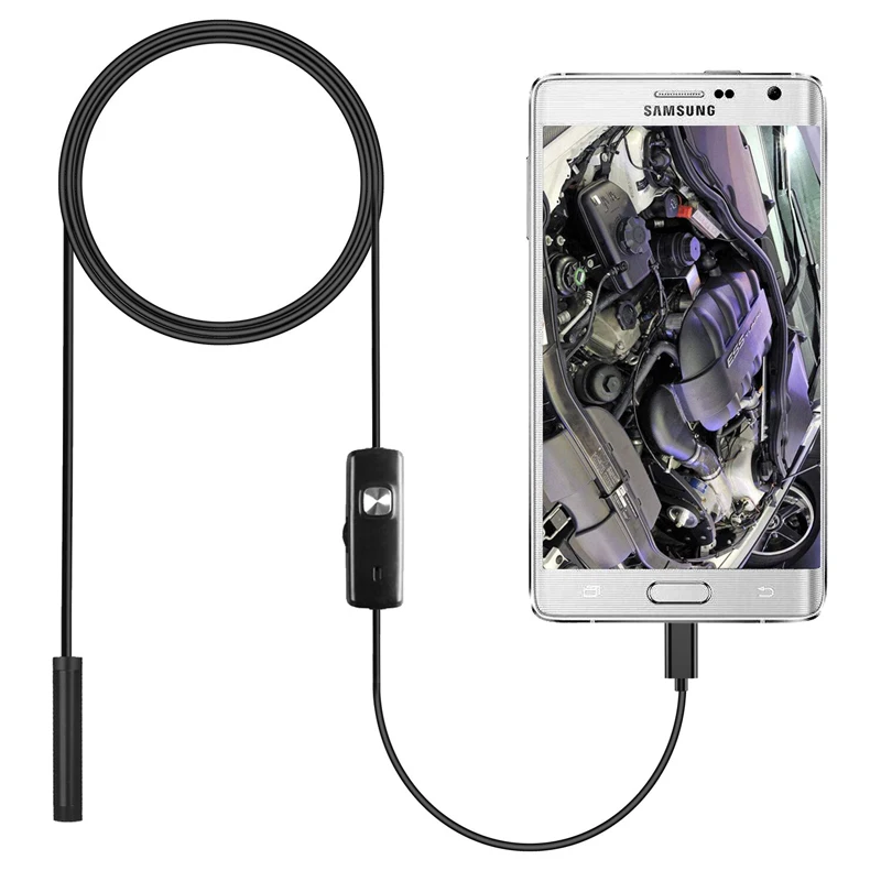 Multifunktionale Mini-USB-Auto-Endoskopkamera 7 mm Flexible Starre Kabel Snake Endoskop Inspektionskamera für Android Smartphone PC,10m flexible line 