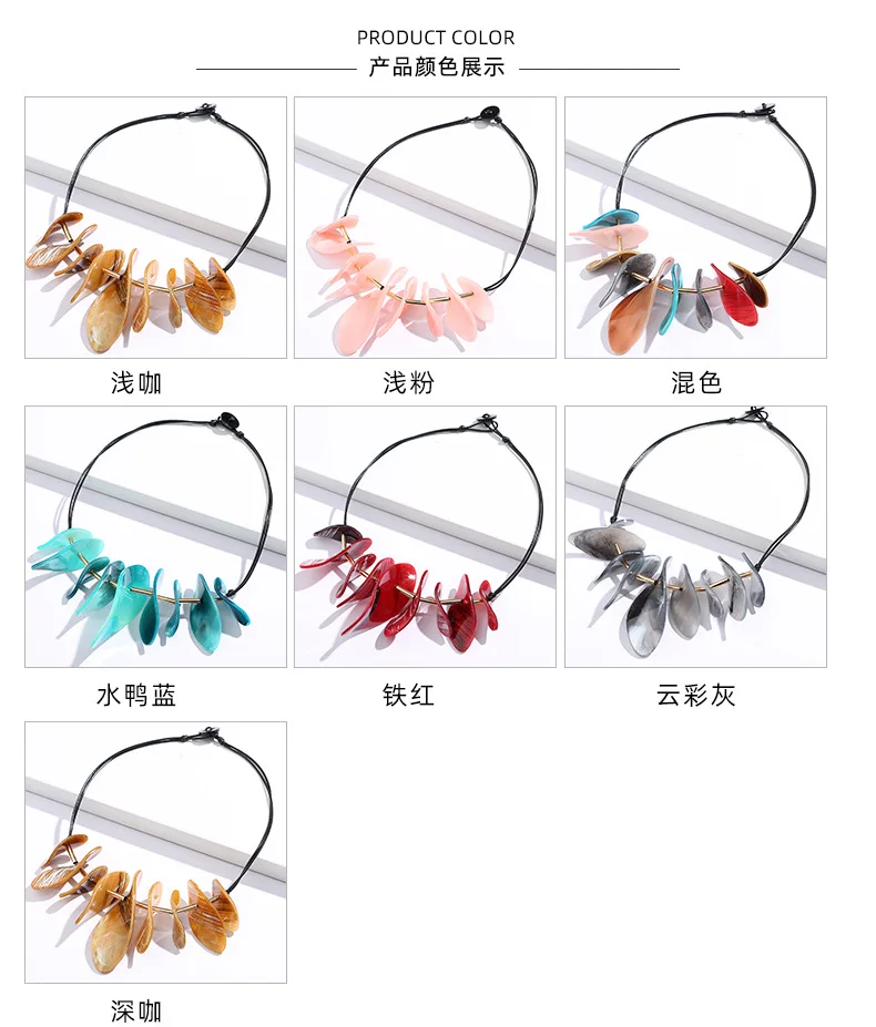 New Design Fashion Women Necklace Jewelry Colorful Acrylic handmade Long Wax Cord Necklace Girls Geometry Necklace.jpg