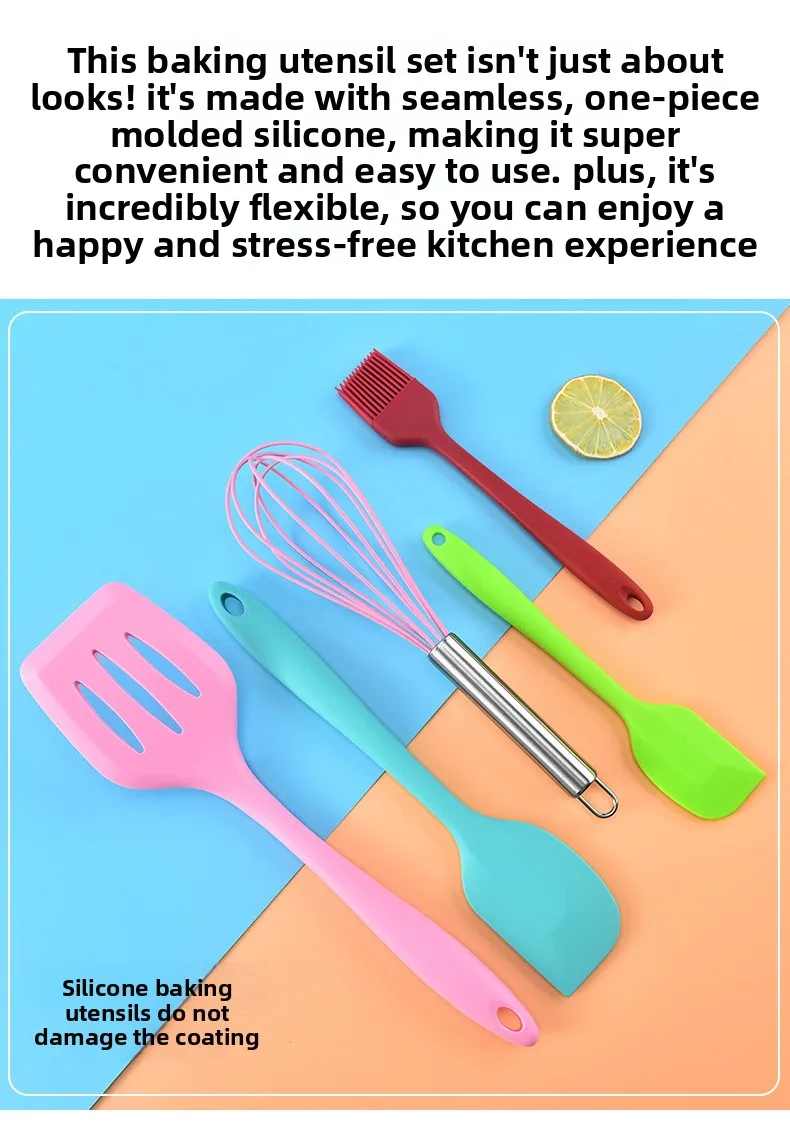 High-temperature-resistant Silicone Baking Part Set, Scraper, Oil Brush, Egg Mixer, Food-grade Baking Tools Set, Multiple Colors details