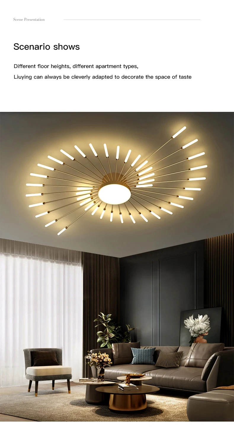 sustained high search volume Home Bedroom Living Room Modern Chandelier Pendant Indoor Lighting Acrylic Firework LED Ceiling Light 3