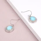 Earrings French Fashion Style Larimar Pendant Earrings Egg Shape Dangle Retro Flower Earrings For Women