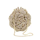 Rhinestone Bag Evening Rose Flower Rhinestone Bag Hollow Metal Crystal Evening Bag Diamond Bag Ladies Clutch