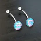 Navel Rings Wholesale New Design Printed Epoxy Non-allergic Surgical Steel Navel Piercing Belly Button Rings