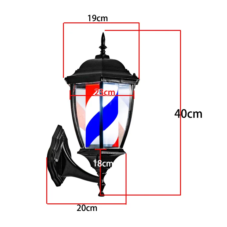 Professional Barbershop Hair Salon Equipment LED Lamp Outdoor Wall classic logo revolving lamp stripe salon barber pole