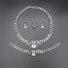 Jewelry Silver Set JHT190 High Quality Silver Jewelry Cuban Mom I Love Your Women's Silver Jewelry Set