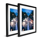 Photo Picture Frame Black Wood Pattern Photo Frame Real Glass Front Wall Art