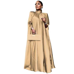 2023 Latest Design Traditional Middle East Loose Swing Women Muslim Dress Ladies Party Dubai Abaya Long Gown Satin Face Dress