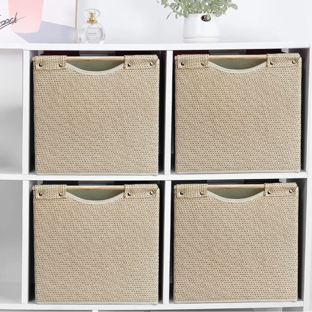 Low Price Foldable Storage Box Clothes Clothing Dividers Storage Bin Organization With Wooden Handle