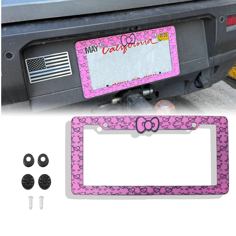 Custom USA Bowknot License Plate Frame UV Printing Plastic License Plate Frame for Cars Decoration factory