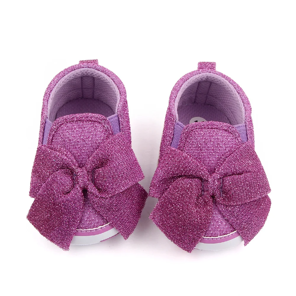 New design blingbling bow-knot solid baby shoes girls soft sole newborn walking toddler shoes factory