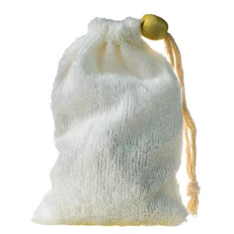custom bamboo towel soap saver bag pouch scrub bag in bamboo