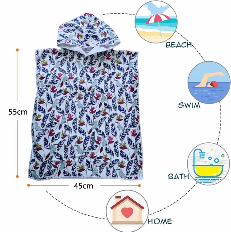 kids bath towel for 1-6 years toddler microfiber printed kids hooded bath towel super soft children beach poncho towels