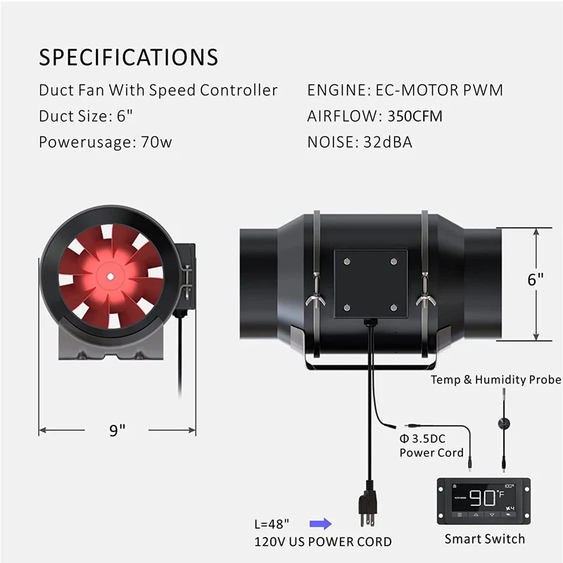 Inline Duct Fan, 318, 4'', 6'', 8'' - detail 14
