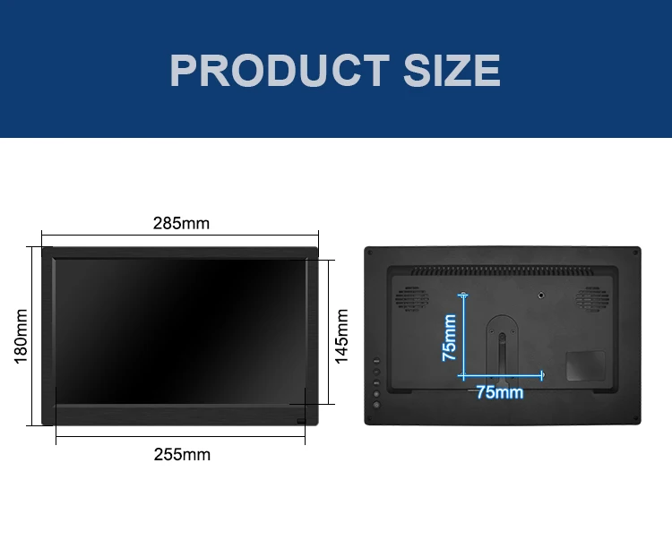 11.6 Inch Widescreen IPS HD LED Backlit Desktop Monitor USB Input with Plastic Case for Industrial Equipment VGA Input