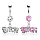 Pink Crystal Rings Wholesale Customized Letter Pink Crystal Navel Belly Button Rings Body Piercing Jewelry