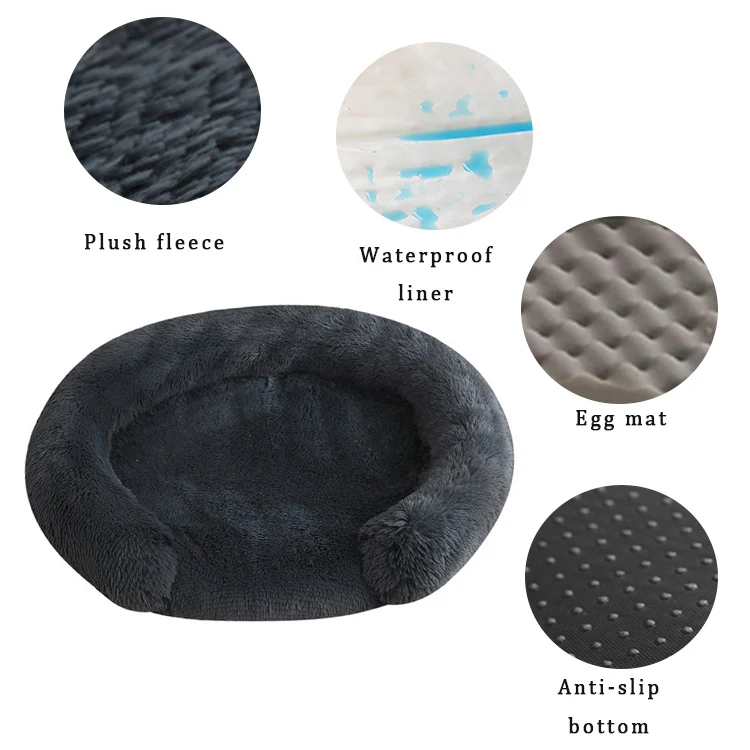 product plush round pet bed winter warm soft comfortable machine washable luxury dog bed cat kennel pet mat wholesale-51