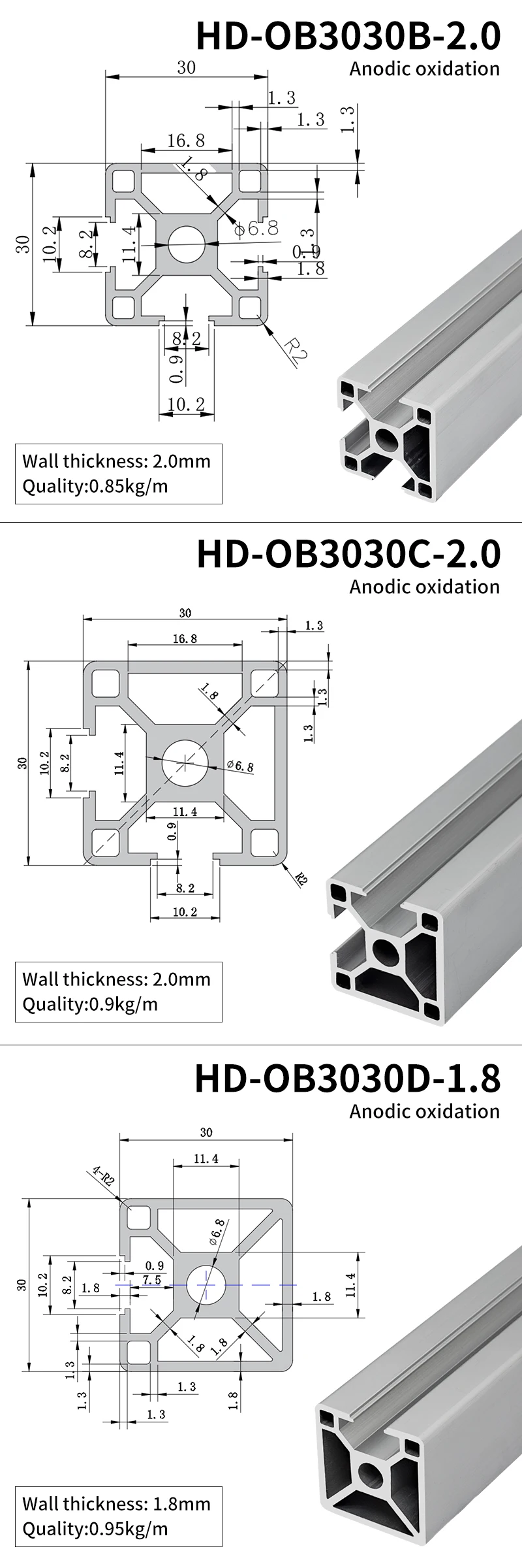 3030 Extruded Aluminum Profile with One Side sealed groove Standard Industrial 3030L Industrial Aluminum Alloy Profile factory
