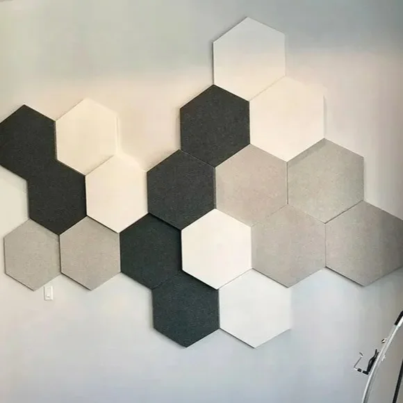 Polyester fiber hexagon acoustic panel insulation fire retardant acoustic board for studio