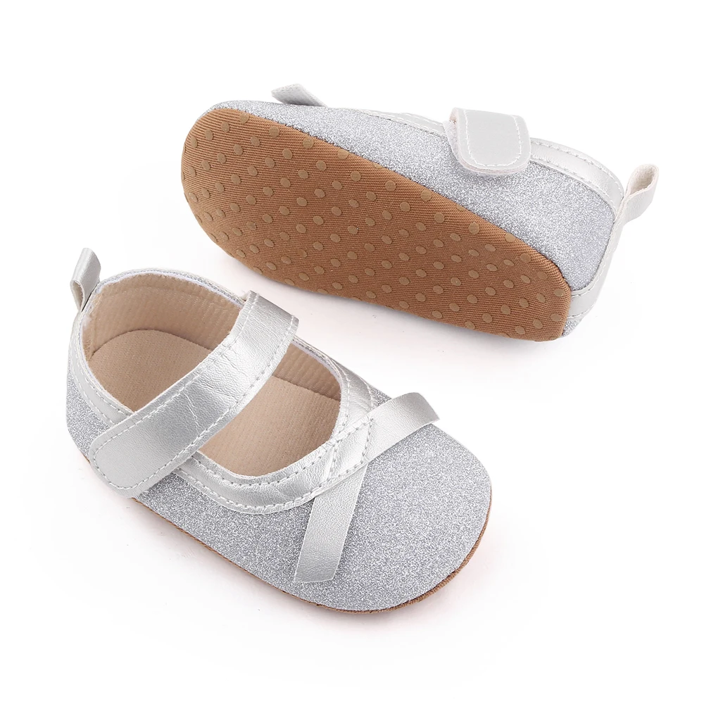 Baby Girls Solid Color Shiny PU Leather Bow Infants Fashion Princess Soft Soled Toddler Shoes factory