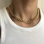 Hip Jewelry EManco Hip Hop Jewelry Gold Cuban Link Stainless Steel 14k Gold Plated Cuban Chain Necklace