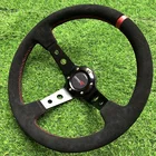 Steering Wheel New Products Suede Leather Racing Steering Wheel With Speaker Universal Car Steering Wheel