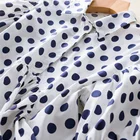 Women Short Shirt Polka Dot Women Silk Blouse Short Sleeves Dot Silk Women Shirt
