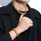 Gold Bracelet Link Bracelets Hip Hop Miami 18k Gold Bracelet Men Stainless Steel Cuban Link Bracelets