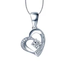 High quality 925 sterling silver love heart pendant zircon necklace