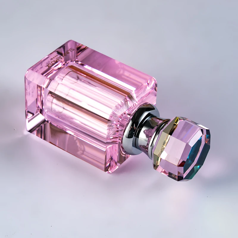 product new product pink square beautiful fashion glass empty bottle 12ml customizable sleeping perfume bottle-5