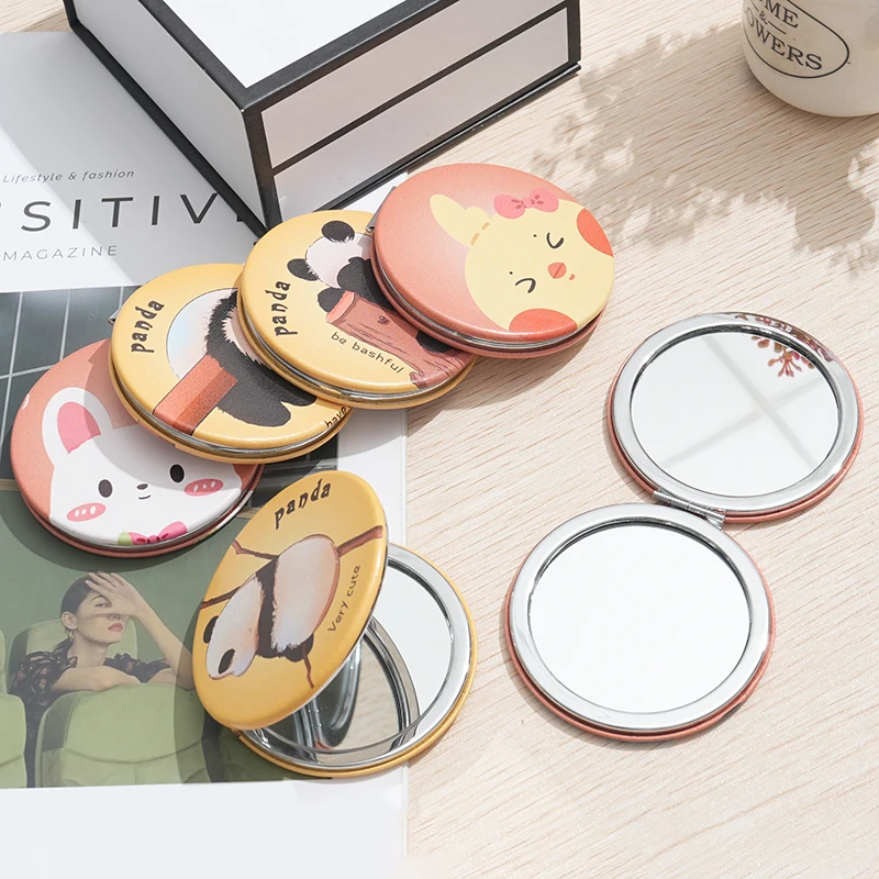 New Mini round Cartoon Chicken Double-Sided Foldable Pocket Makeup Glass Mirror