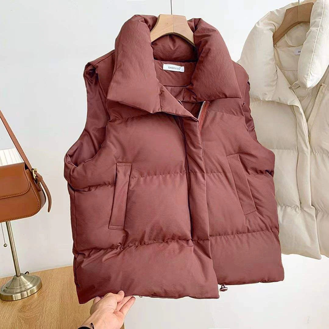 Cheap 2024 Fall Winter Women Clothes Coat Puffer Sleeveless Jacket Black Colour New Women Puffer Vest factory