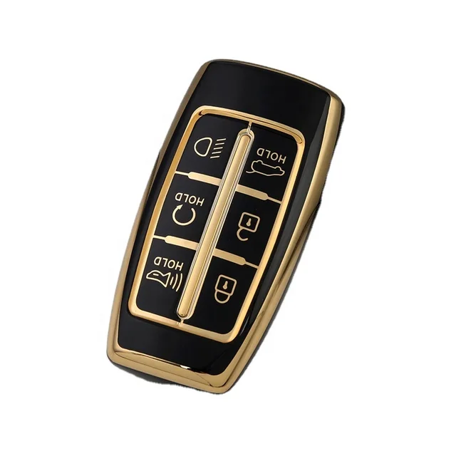 for Genesis Key Fob Cover with Keychain Soft TPU Car Key Case for Hyundai Genesis GV80 GV90 G70 G80 6 Buttons Smart Key case