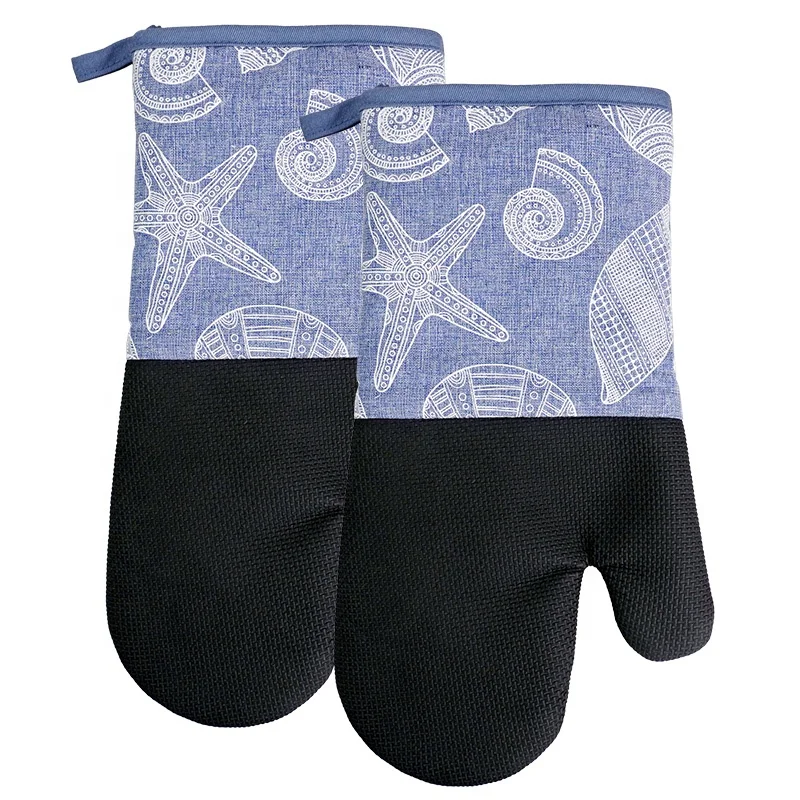 Neoprene and Cloth Printing Cotton Oven Mitts Wholesale Kitchen Chef Cooking BBQ Heat Resistant Oven Glove