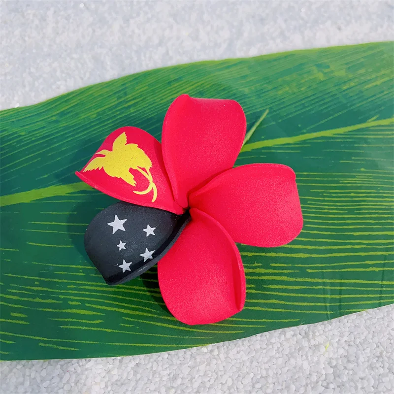 Wholesale Papua New Guinea Flag Foam Flower Hair Stick Custom Made Hair Pick Tropical Headwear Hair Accessories Headflower