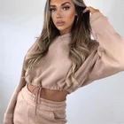 Crop Hoodies In Stock Women's Fitness Tracksuit Set Warm Long Sleeve Casual Crop Top Hoodie Sweatpants Sportswear