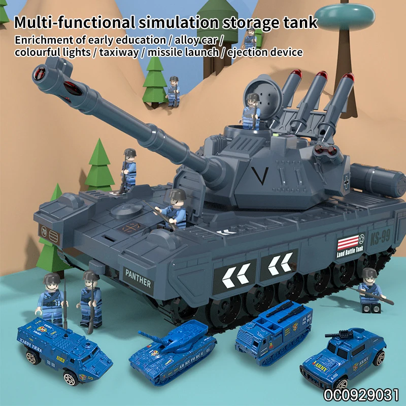 Toy electric plastic tank models with light up and sound toys with mini military car