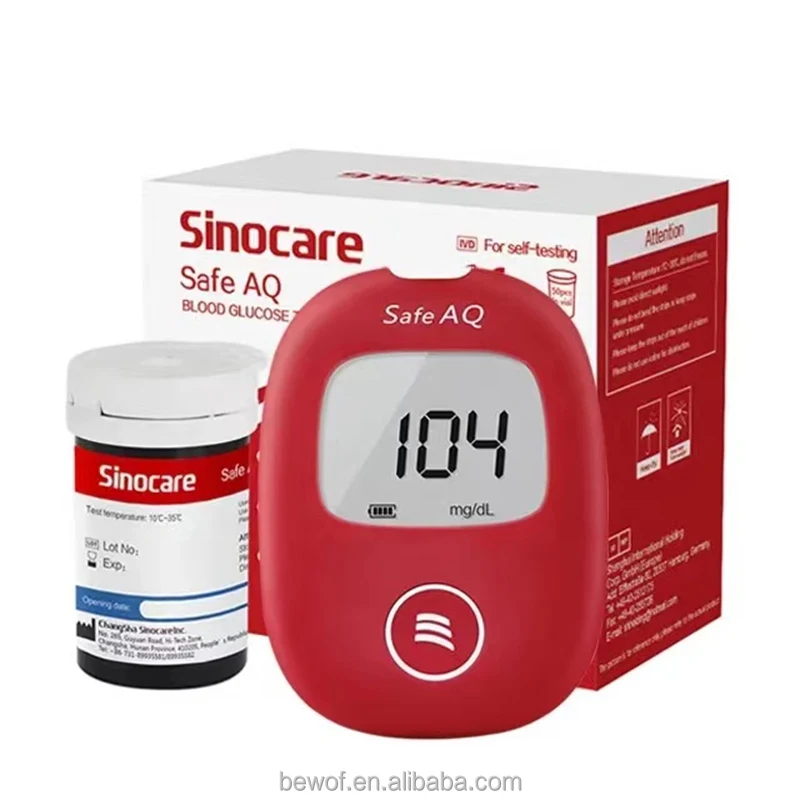 Sinocare OEM&ODM Glucometro Code Free Diabetes Testing Machine Glucometer Blood Glucose Meter with Strips Safe Aq Smart