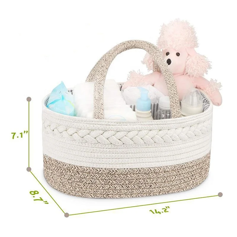 Diaper Caddy Organizer for Baby Cotton Rope Diaper Basket Caddy Changing Table Diaper Storage Caddy Baby Baskets