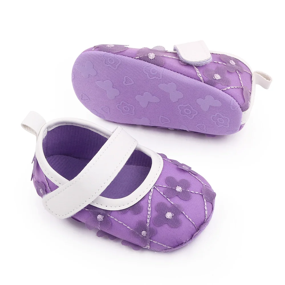 New Infants Cute Solid Color Small Flowers Indoor Soft Soled Toddler Shoes for Baby Girls details