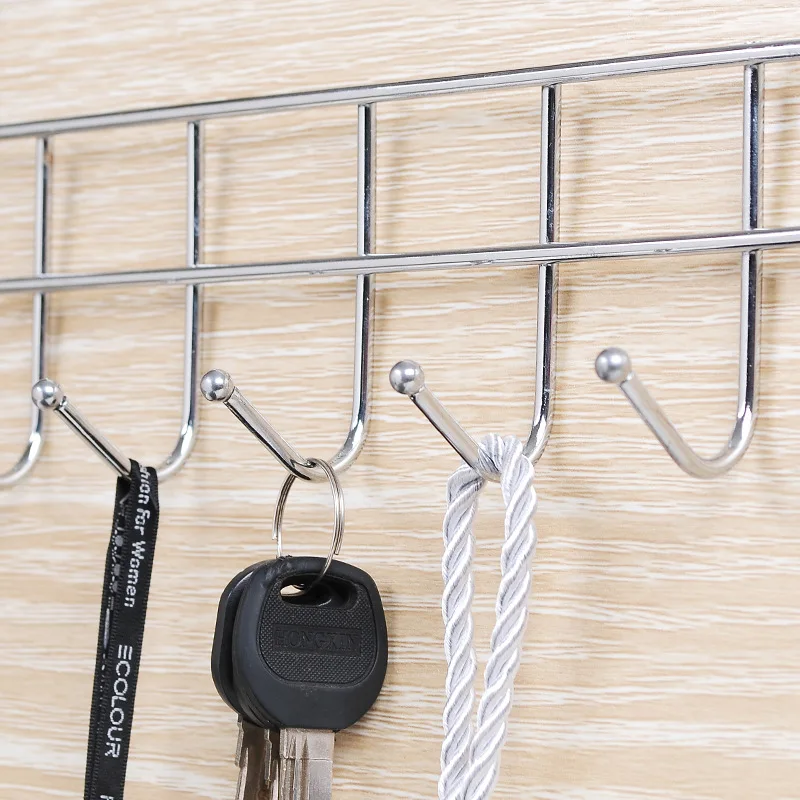 Wholesale Nail Free Five Hoodie Hook Cabinet Door Back Hook Stainless Steel Door Rear Hook