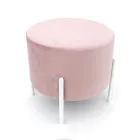 Customized Velvet Footrest Stool Ottoman Round Upholstered Vanity Footstool Dressing Chair With Golden Metal Leg