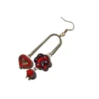 Earring Charm Hoop Earrings Vintage U-shaped Earring Glass Bead Charm Hoop Earrings
