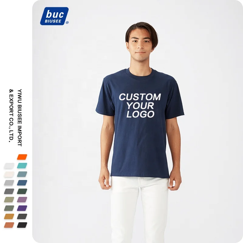 OEM Custom Logo Printed Drop Shoulde O-Neck T-shirt Customized High Quality Thick 210g Cotton Embroidered High Quality