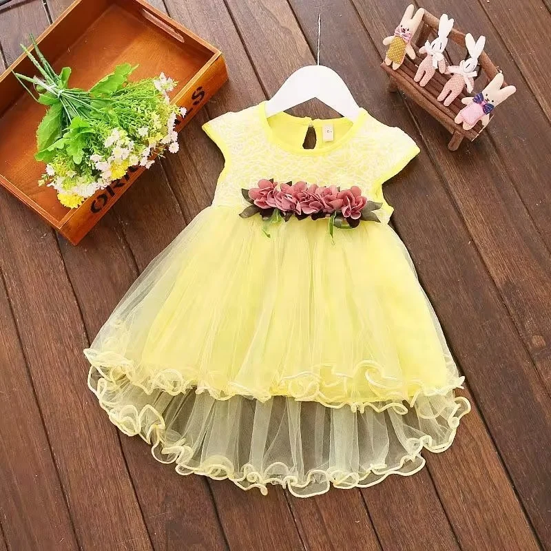 Little Girls Cotton Dress Sleeveless Casual Summer Sundress Flower Printed Jumper Skirt