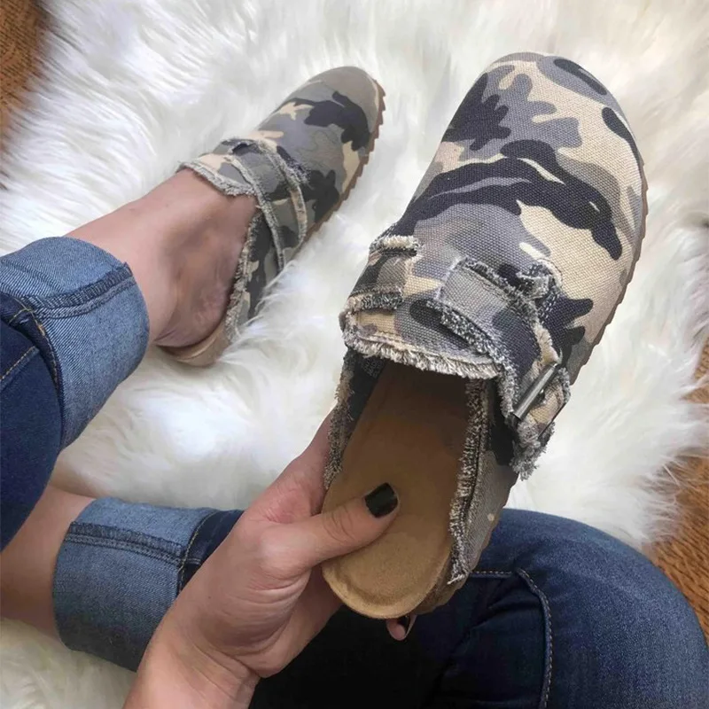 35-43 Large Slippers Spring and Autumn New Leopard Pattern Baotou Lazy Shoes in Europe and America Doudou Shoes