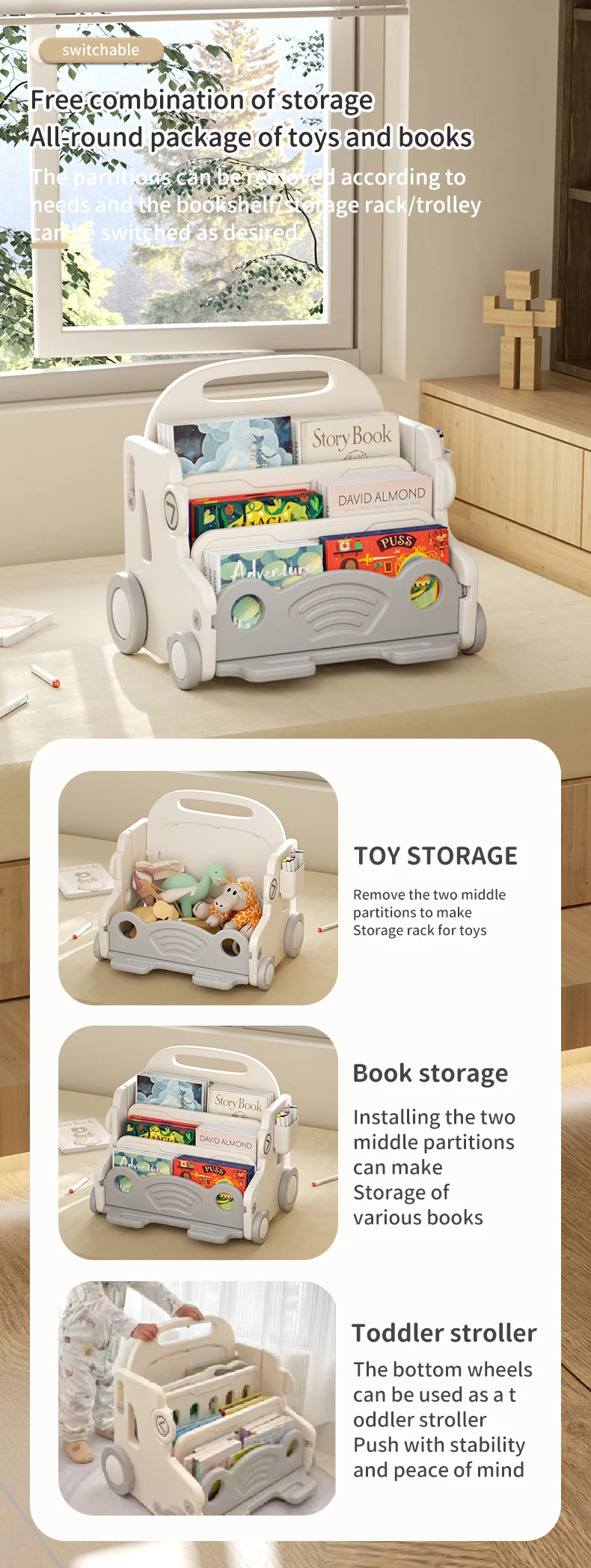 Feelkids Car Shape Plastic Cabinet Toy Shelf Book Clothes Cabinet Toys Organizer Storage Racks with Wheels for Kids Room supplier