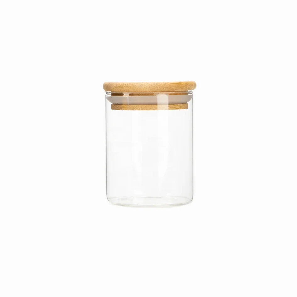 Diameter 6.5cm 12pcs Set 200ml Round Food Storage Container Borosilicate Glass Spice Jar with Bamboo Lids