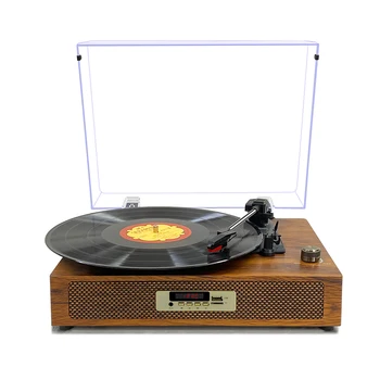 Home Audio Stereo Hifi Sound Phonograph CD Player Wireless Bluetooth 3 Speed Led Display Vintage Record Turntable Player